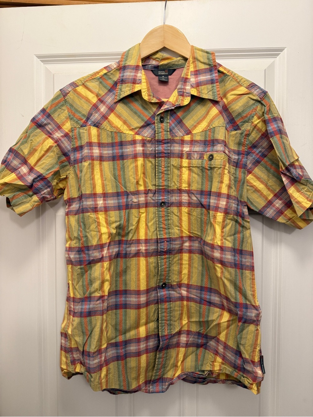 Royal Robbins Yellow Plaid Short-Sleeve Button-Down Shirt